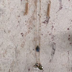 Jewelry set (2 necklaces, 1 earrings). Real stones